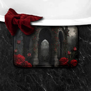 Gothic Friedhof Gazebo mit Rote Rosen bei Nacht Badematte