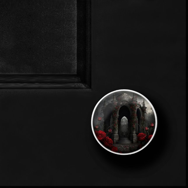 Gothic Friedhof Gazebo mit Rote Rosen bei Nacht Keramikknauf (Von Creator hochgeladen)