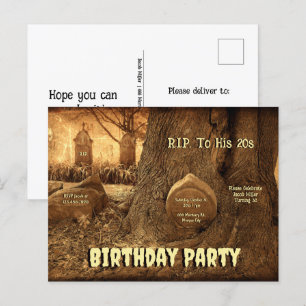 Gothic Friedhof Grabstein RIP bis zu seinen 20ern Einladungspostkarte