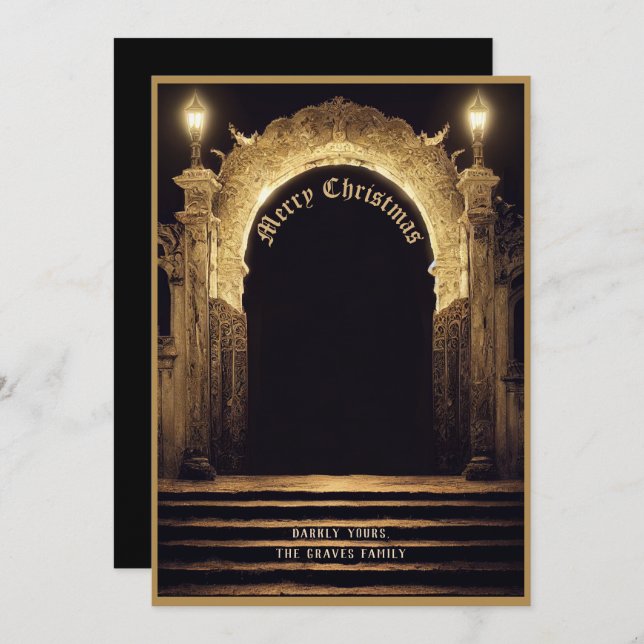 Gothic Friedhof Scene Frohe Weihnachtskarte Feiertagskarte (Vorne/Hinten)