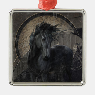Gothic Friesian Horse Silbernes Ornament