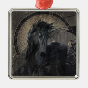 Gothic Friesisches Pferd Silbernes Ornament
