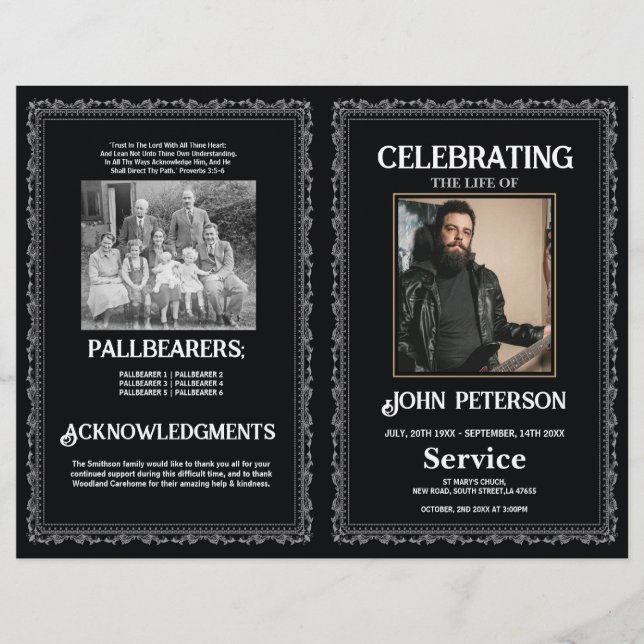 Gothic Funeral Order of Service Rock Black Design Flyer (Vorne)