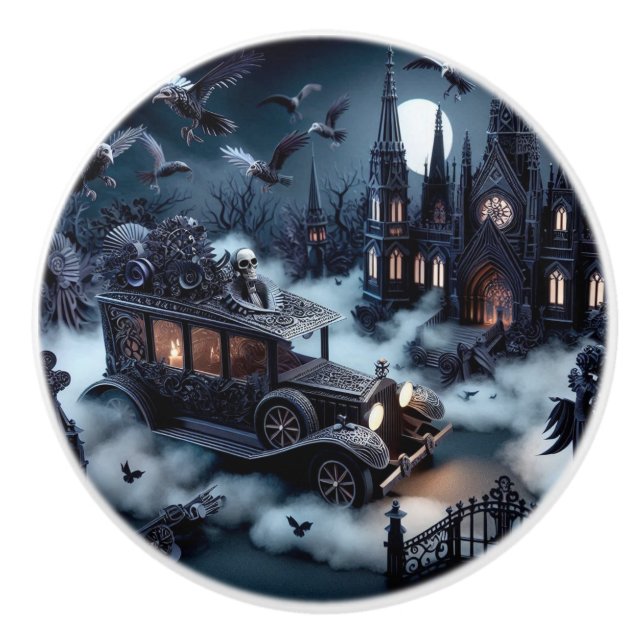 Gothic Funeral Scene Keramikknauf (Vorderseite)