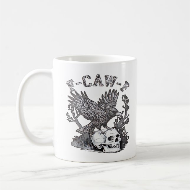 Gothic Funny F-Caw-F Humor Crow Essential Retro St Kaffeetasse (Links)