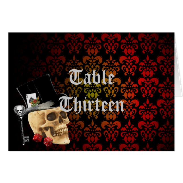 Gothic Gambler Skull Tischnummer (Vorderseite (Horizontal))