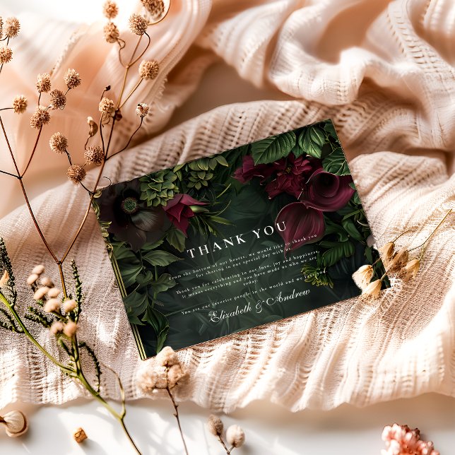 Gothic Garden Wedding Romance Dankeskarte (Von Creator hochgeladen)