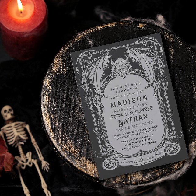 Gothic Gargoyle Halloween Hochzeit Einladung (Von Creator hochgeladen)