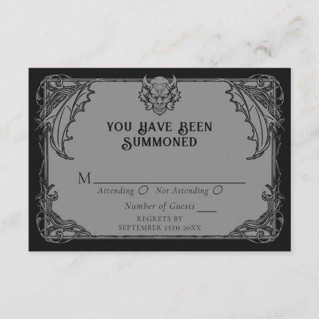 Gothic Gargoyle Wedding RSVP Enclosure Card Begleitkarte (Vorderseite)
