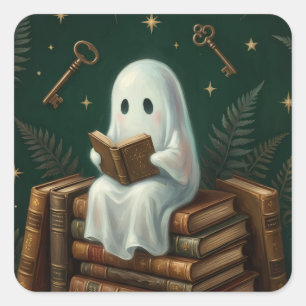 Gothic-Geist-Dunkle-Akademie-Buchliebhaber Quadratischer Aufkleber