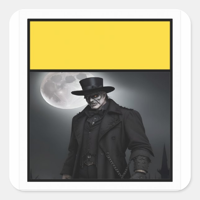 Gothic Gentleman unter Vollmondsticker Quadratischer Aufkleber (Vorderseite)