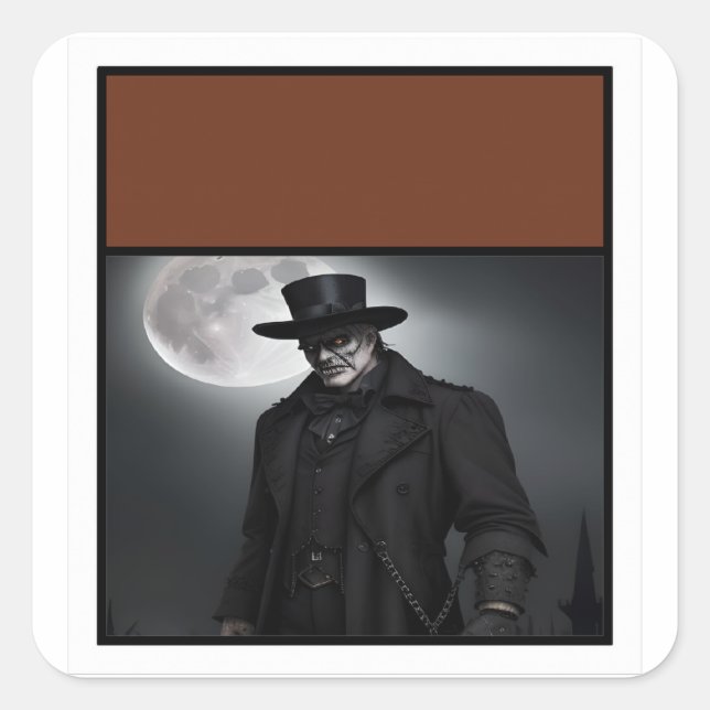 Gothic Gentleman unter Vollmondsticker Quadratischer Aufkleber (Vorderseite)