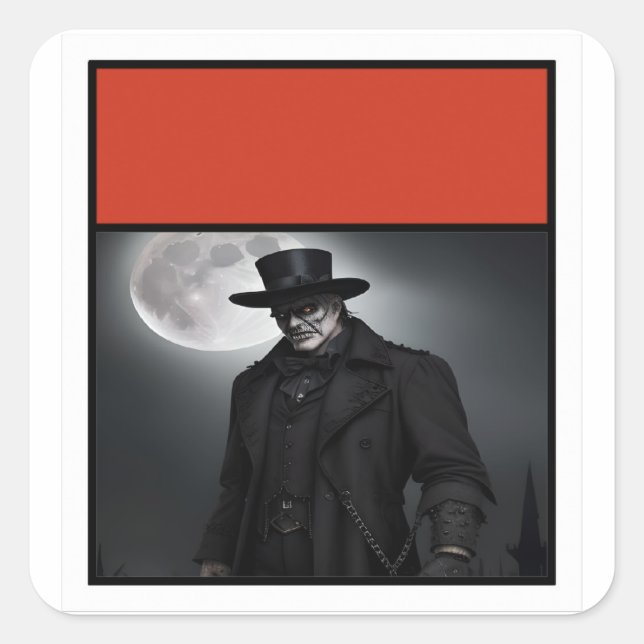 Gothic Gentleman unter Vollmondsticker Quadratischer Aufkleber (Vorderseite)