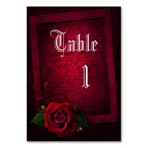 Gothic Gerahmt Letter & Rote Rose Tischnummer
