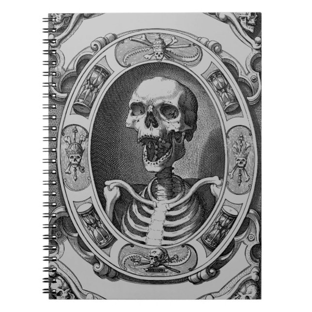 Gothic Gerahmt Skeleton Line Zeichnend Notizblock (Vorderseite)