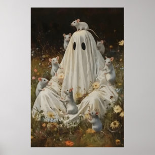 Gothic Ghost und Ratten Botanischer Kunst Druck He Poster
