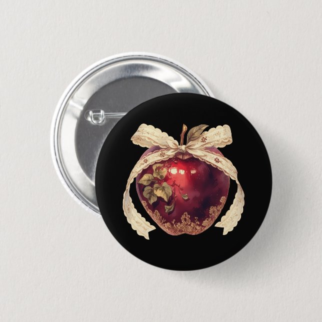 Gothic Giftapfel Dark Romance Halloween Button (Vorne & Hinten)