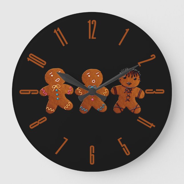 Gothic Gingerbread Men Große Wanduhr (Vorderseite)