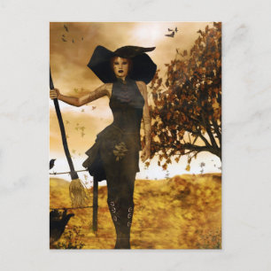 Gothic Girl Autumn Hexe Postcard Postkarte