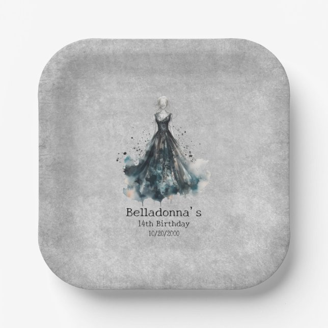 Gothic Girl Birthday Pappteller (Vorderseite)