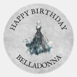 Gothic Girl Birthday Runder Aufkleber