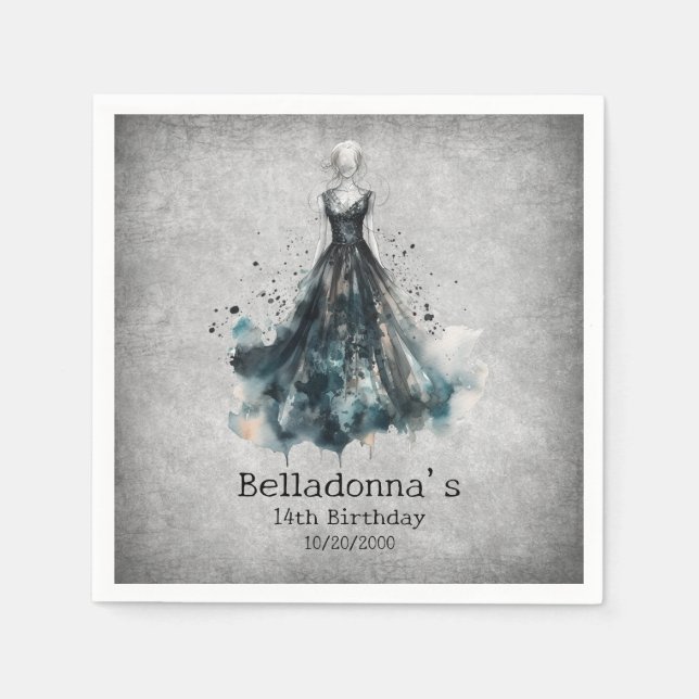 Gothic Girl Birthday Serviette (Vorderseite)