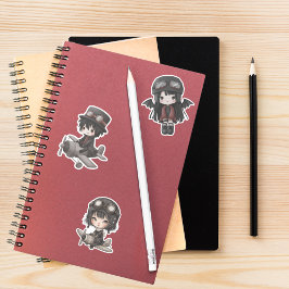 Gothic Girl Boy Pilot Vintage Airplane kids Anime Aufkleber