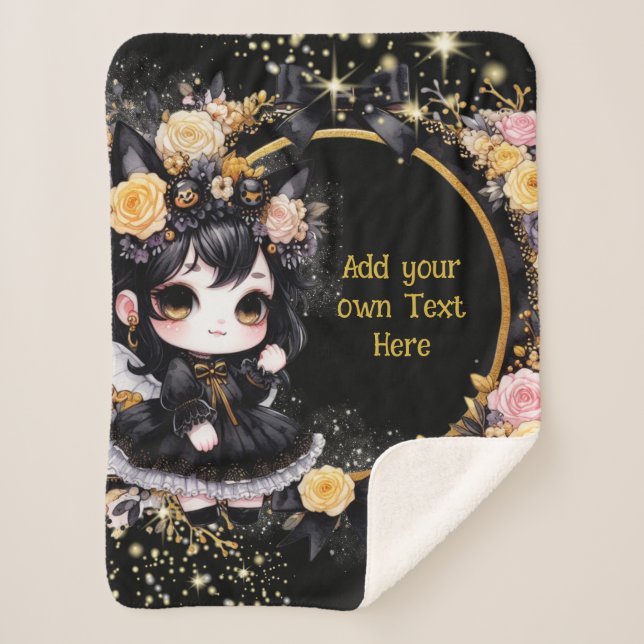 Gothic Girl Custom Deco Goth Kawaii Chibi Sherpadecke (Vorderseite)