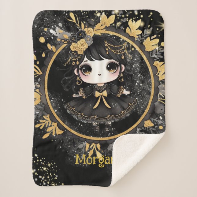 Gothic Girl Custom Deco Goth Kawaii Chibi Sherpadecke (Vorderseite)