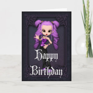 Gothic Girl Design 1 Happy Birthday Card Karte