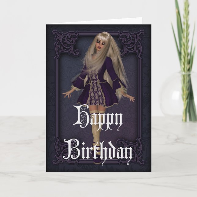 Gothic Girl Design 3 Happy Birthday Card Karte (Vorderseite)