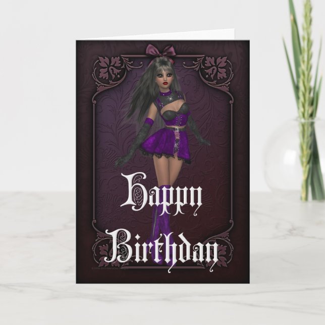 Gothic Girl Design 4 Happy Birthday Card Karte (Vorderseite)
