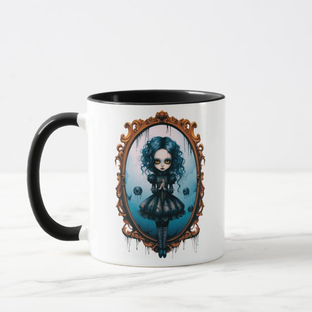 Gothic Girl in Viktorianisch Mirror Halloween Tass Tasse (Links)