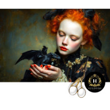 Gothic Girl mit Baby-Schwarzdrache Decoupage-Kunst