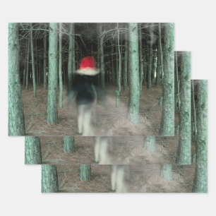 Gothic Girl Modern Black Red Forest Geschenkpapier Set