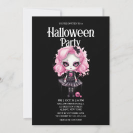 Gothic Girl Pumpkin Pink Horror Halloween-Party Einladung