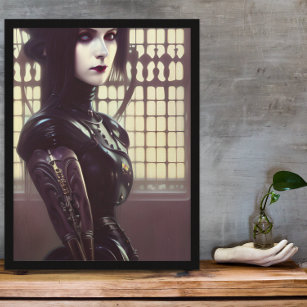 Gothic Girl Steampunk Verschiedene farbige Augen Poster