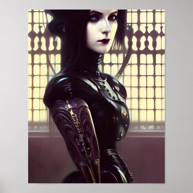 Gothic Girl Steampunk Verschiedene farbige Augen Poster (Vorne)