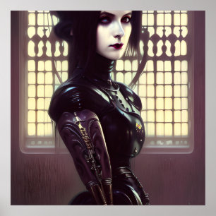 Gothic Girl Steampunk Verschiedene farbige Augen Poster