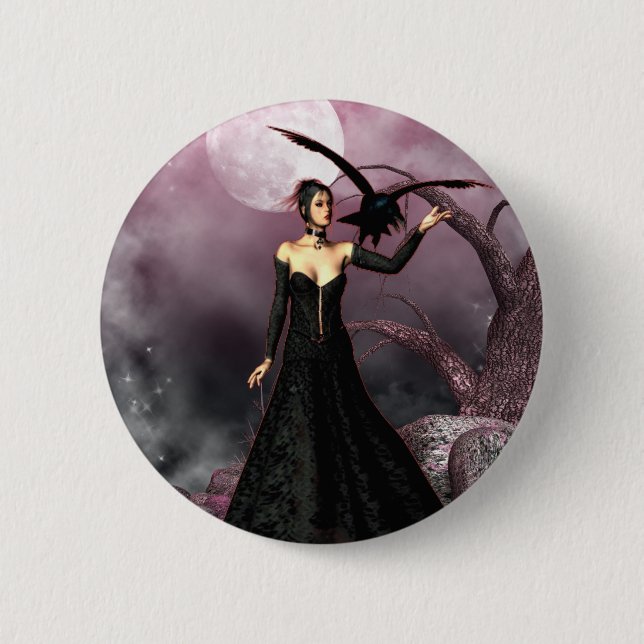 Gothic Girls Red Hexe Fantasy-Taste Button (Vorderseite)