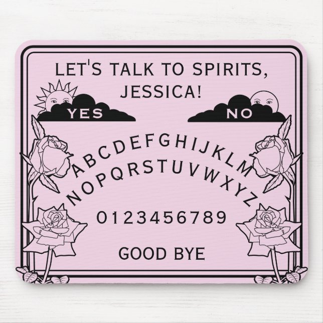 Gothic Girly Pastel Pink Spirit Board Floral Mousepad (Vorne)