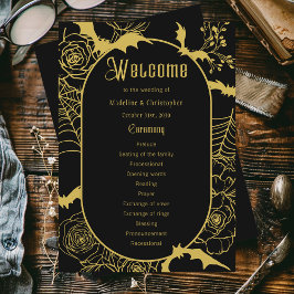 Gothic Glam Black Gold Hochzeitsprogramm Programm