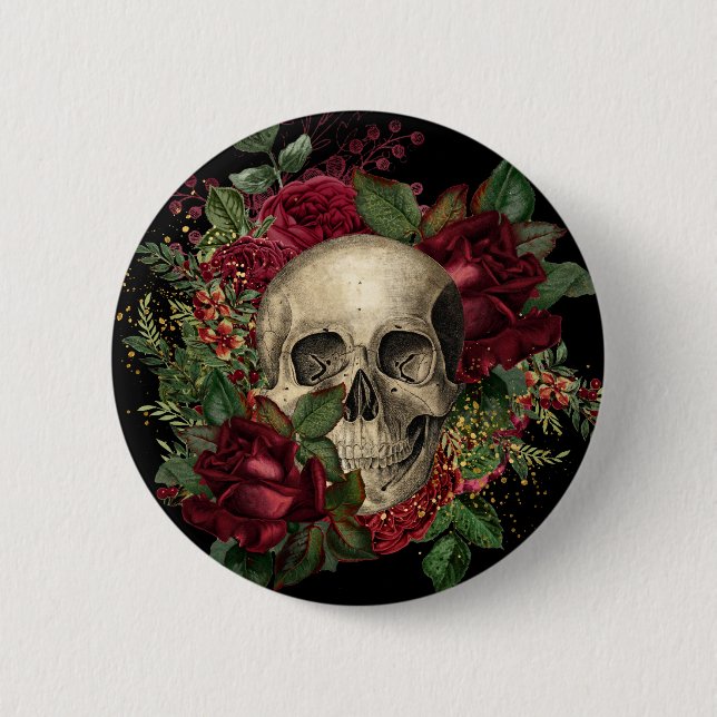 Gothic Glam | Button | Schiffskörper und Rose | Sc (Vorderseite)