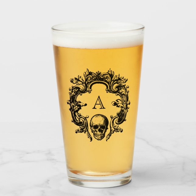 Gothic Glam | Glas | Schwarze Monogramm (Vorne (Gefüllt))