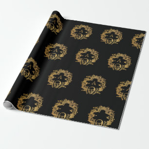 Gothic Glam Monogram Skull Geschenkpapier