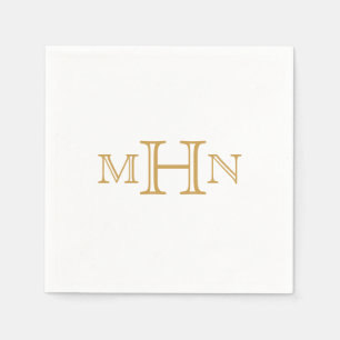 Gothic Glam   Paper Napkins   Gold Monogram Serviette