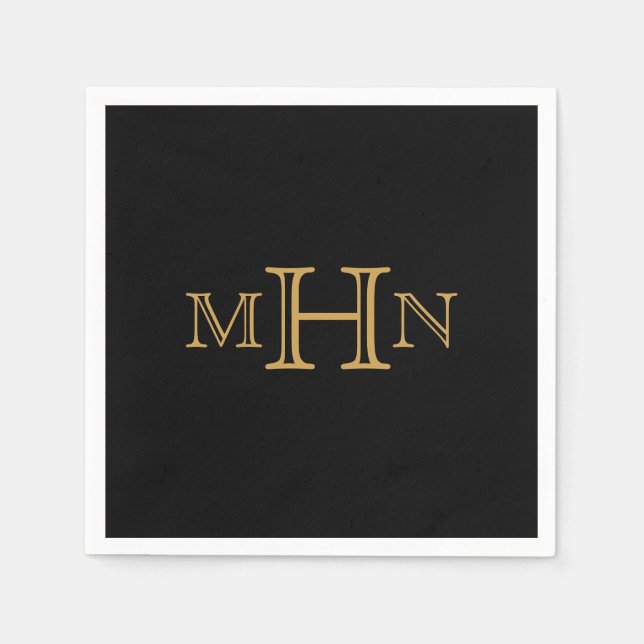 Gothic Glam | Paper Napkins | Gold Monogram Serviette (Vorderseite)