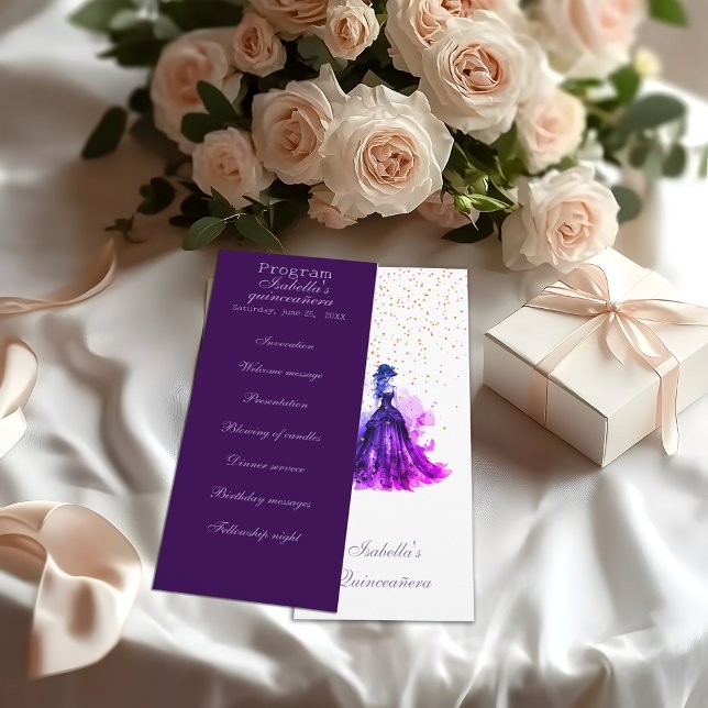Gothic Glam Quince lila Programm Quinceañera (Von Creator hochgeladen)