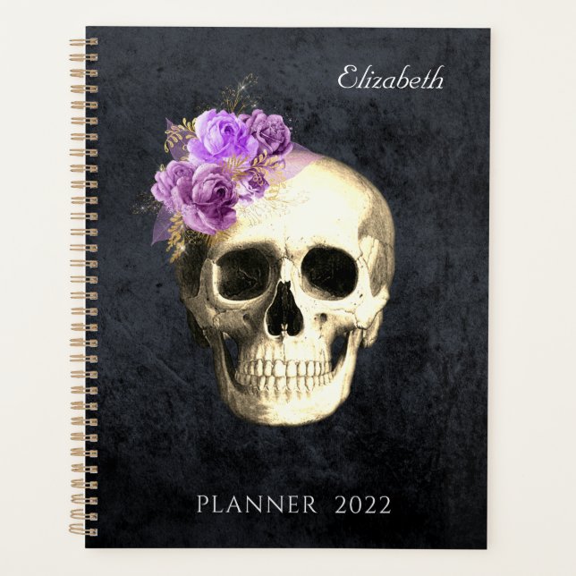  Gothic Glam Skull Personalisiert 2022 Planer (Vorderseite)
