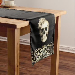 Gothic Glam Skull White Roses Mittelgroßer Tischläufer
